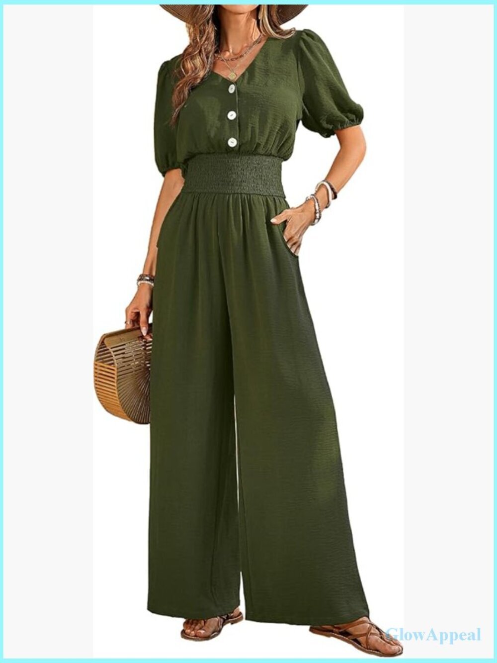 Short Sleeve V Neck Wide Leg Jumpsuit Romper Dressy Casual One Piece